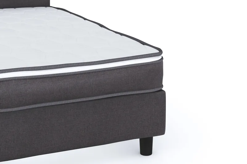 Billingen Komplett Sängpaket – Kontinentalsäng 140x200 cm i Tyg med Sänggavel + Bäddmadrass med Fasthetsgrad Medium - Grå - Möbler - Säng - Kontinentalsäng