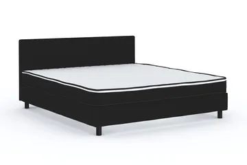 Billingen Komplett Sängpaket – Kontinentalsäng 160x200 cm i Tyg med Sänggavel + Bäddmadrass med Fasthetsgrad Medium - Svart - Möbler - Säng - Dubbelsäng
