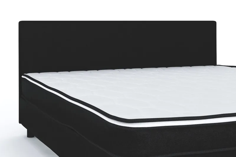 Billingen Komplett Sängpaket – Kontinentalsäng 160x200 cm i Tyg med Sänggavel + Bäddmadrass med Fasthetsgrad Medium - Svart - Möbler - Säng - Dubbelsäng