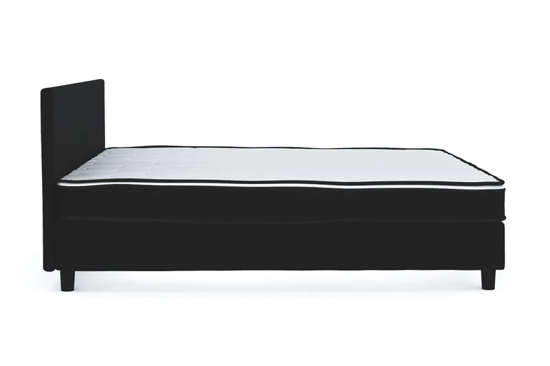 Billingen Komplett Sängpaket – Kontinentalsäng 160x200 cm i Tyg med Sänggavel + Bäddmadrass med Fasthetsgrad Medium - Svart - Möbler - Säng - Dubbelsäng