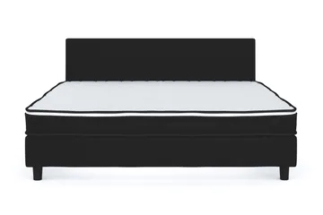 Billingen Komplett Sängpaket – Kontinentalsäng 180x200 cm i Tyg med Sänggavel + Bäddmadrass med Fasthetsgrad Medium - Svart - Möbler - Säng - Dubbelsäng