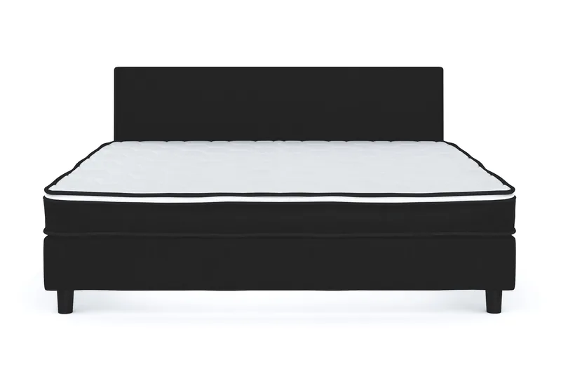 Billingen Komplett Sängpaket – Kontinentalsäng 180x200 cm i Tyg med Sänggavel + Bäddmadrass med Fasthetsgrad Medium - Svart - Möbler - Säng - Dubbelsäng