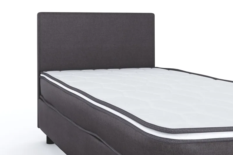 Billingen Komplett Sängpaket – Kontinentalsäng 90x200 cm i Tyg med Sänggavel + Bäddmadrass med Fasthetsgrad Medium - Grå - Möbler - Säng - Kontinentalsäng
