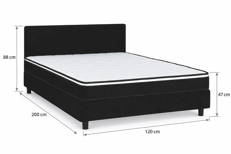 Billingen Komplett Sängpaket 120x200 cm - Svart - Möbler - Säng - Dubbelsäng