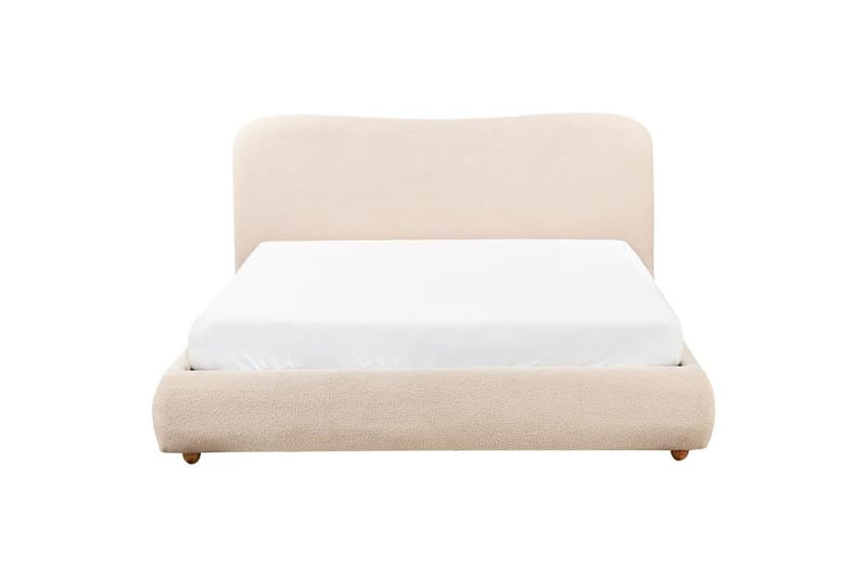 Blagnac Sängram med Förvaring i Bouclétyg med Sänggavel med Fasthetsgrad - Beige - Möbler - Säng - Säng med förvaring