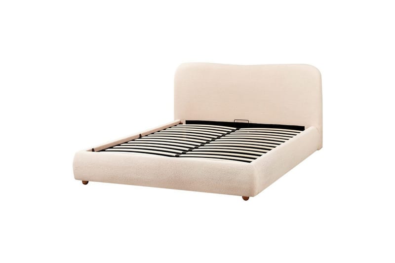 Blagnac Sängram med Förvaring i Bouclétyg med Sänggavel med Fasthetsgrad - Beige - Möbler - Säng - Säng med förvaring