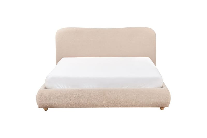Blagnac Sängram med Förvaring i Bouclétyg med Sänggavel med Fasthetsgrad - Beige - Möbler - Säng - Säng med förvaring