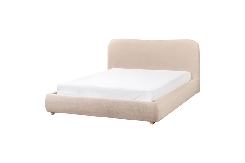 Blagnac Sängram med Förvaring i Bouclétyg med Sänggavel med Fasthetsgrad - Beige - Möbler - Säng - Säng med förvaring