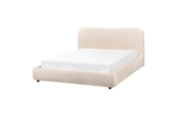 Blagnac Sängram med Förvaring i Bouclétyg med Sänggavel med Fasthetsgrad - Beige - Möbler - Säng - Säng med förvaring