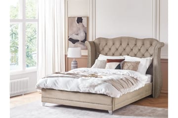 Bode Mjuk Sängram 180x200 cm i Sammet med Sänggavel - Taupe - Möbler - Säng - Sängram & sängstomme