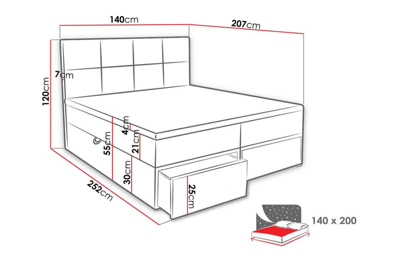 Bodskatan Sängpaket Kontinentalsäng 140x200 cm - Svart - Möbler - Säng - Kontinentalsäng