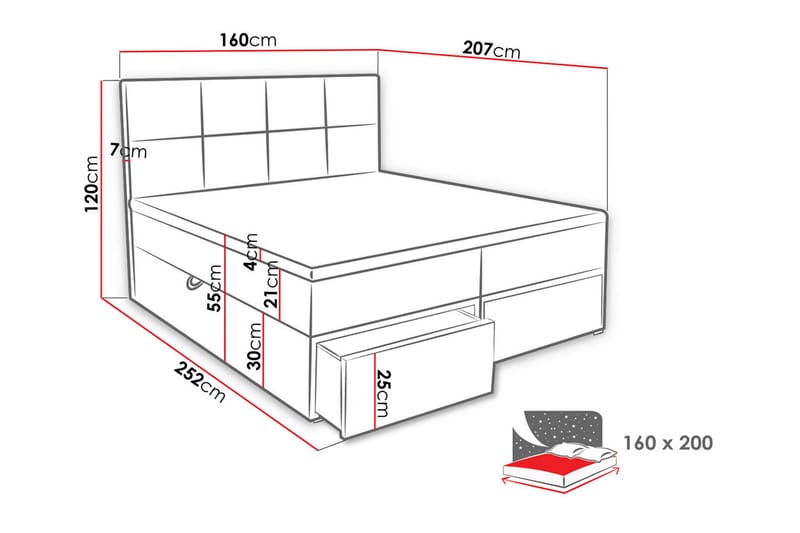 Bodskatan Sängpaket Kontinentalsäng 160x200 cm - Mörkgrå - Möbler - Säng - Kontinentalsäng
