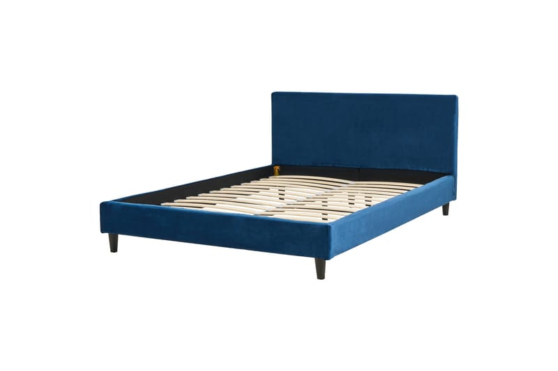 Bossom Sängram 140x200 cm, Blå/Mörkt trä