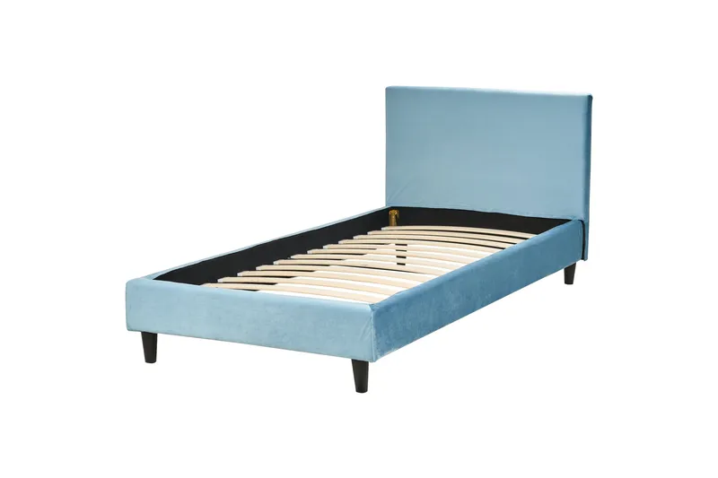 Bossom Sängram 90x200 cm, Blå/Mörkt trä