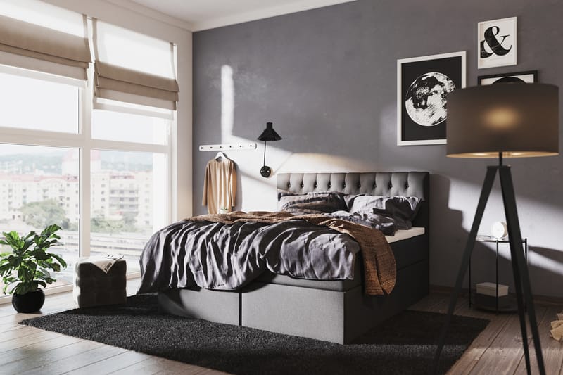 Box Bed Boxy Svart/Grå - 140x200 cm - Möbler - Säng - Ramsäng