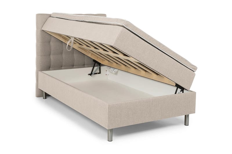 Box Bed Suset 120x200 - Beige - Säng med förvaring - Komplett sängpaket