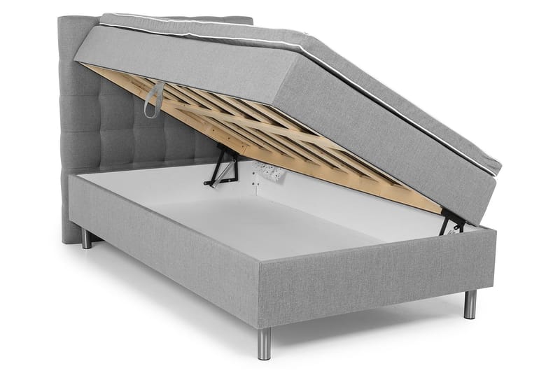 Box Bed Suset 140x200 - Ljusgrå - Säng med förvaring - Komplett sängpaket