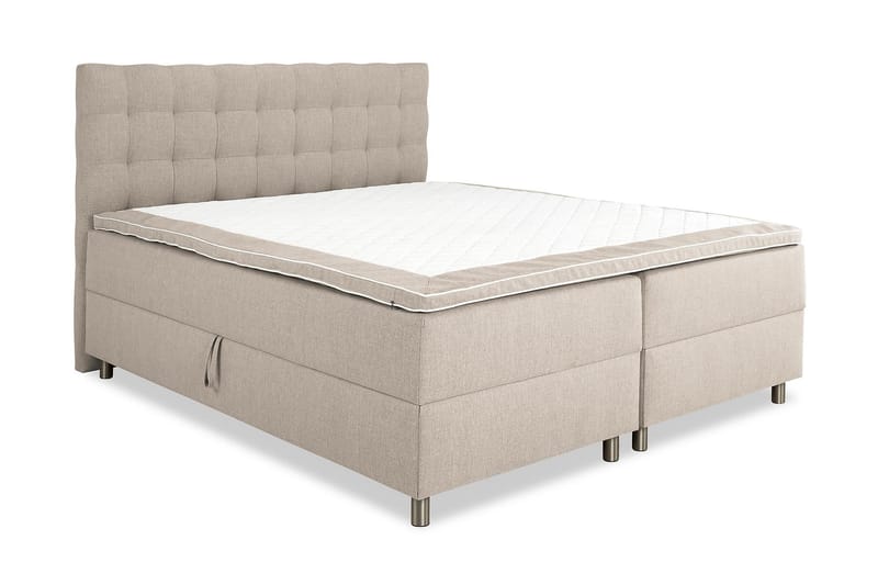 Box Bed Suset 160x200 - Beige - Säng med förvaring - Komplett sängpaket
