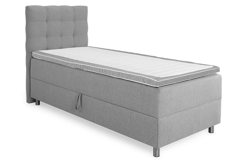 Box Bed Suset 80x200 - Ljusgrå - Säng med förvaring - Komplett sängpaket
