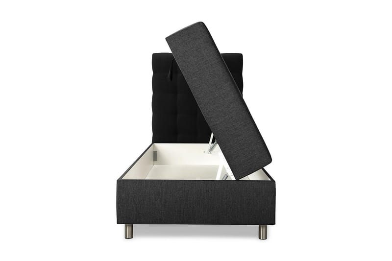 Box Bed Suset 90x200 - Mörkgrå - Säng med förvaring - Komplett sängpaket