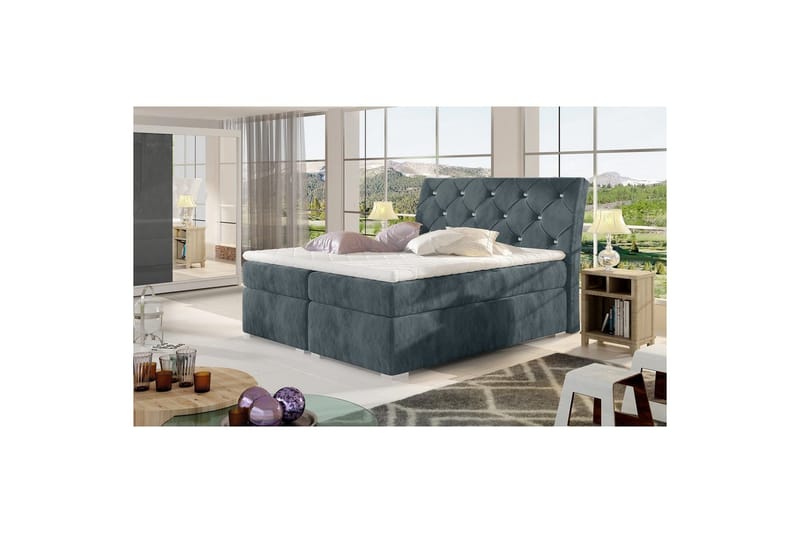 Box Spring Eltap Balvin - 160x200 cm, Paros 06, Mörkgrå - Möbler - Säng - Kontinentalsäng