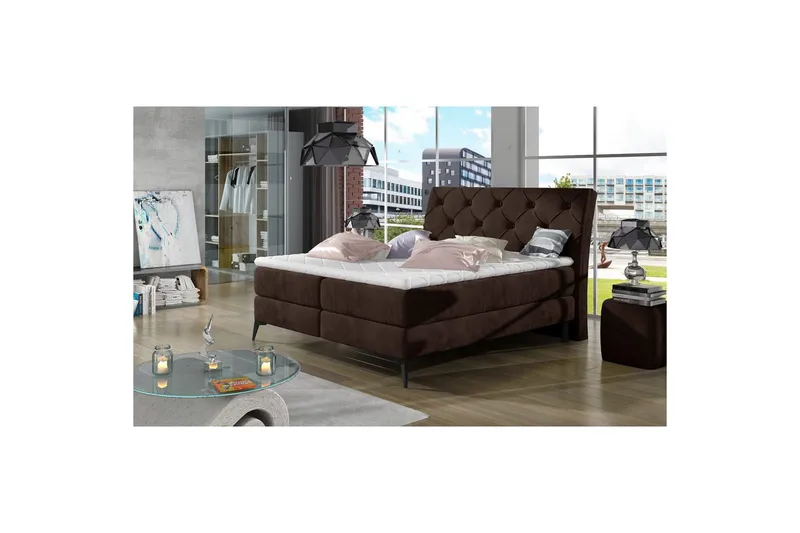 Boxspring Eltap Laos, Kronos 06, Mörkbrun, 140x200 cm