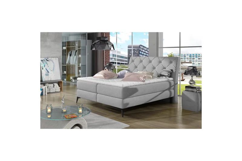 Boxspring Eltap Laos, Sawana 21, Grå, 140x200 cm