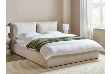 Braylon Sängram 160x200 cm i Tyg med Förvaring och Sänggavel - Beige - Möbler - Säng - Säng med förvaring