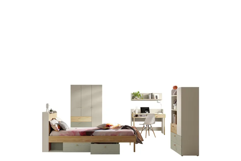 Buhan Möbelset För Sovrum, Beige/Brun