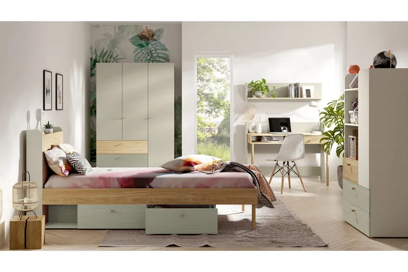 Buhan Möbelset För Sovrum - Beige/Brun - Möbler - Säng - Möbelset för sovrum