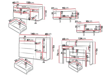 Buhan Möbelset För Sovrum - Beige/Brun - Möbler - Säng - Möbelset för sovrum