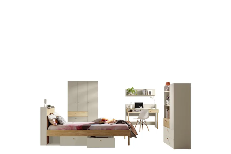 Buhan Möbelset För Sovrum, Beige/Brun