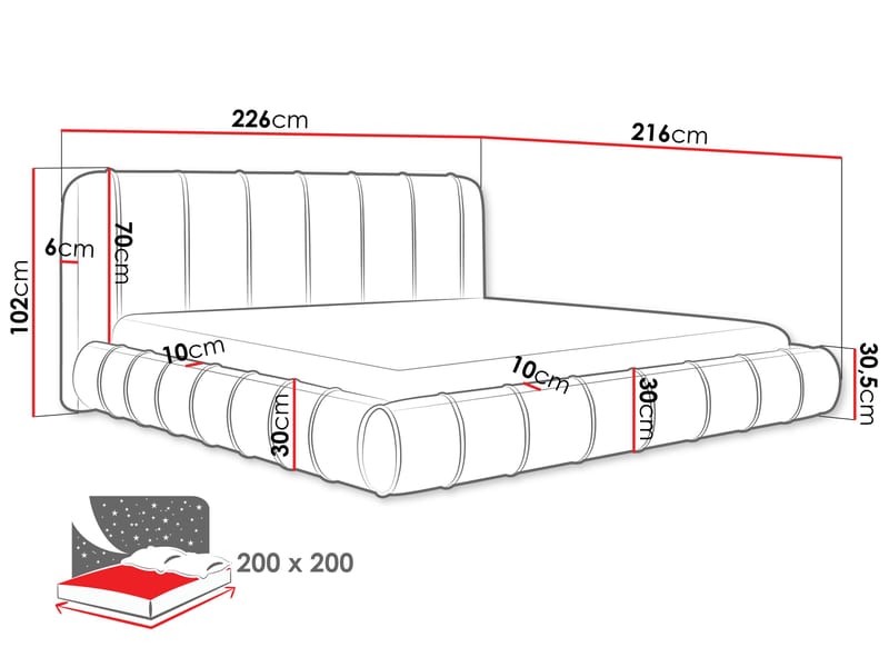 Calrosin Sängram 200x200 cm med Förvaring - Mörkbeige - Möbler - Säng - Säng med förvaring