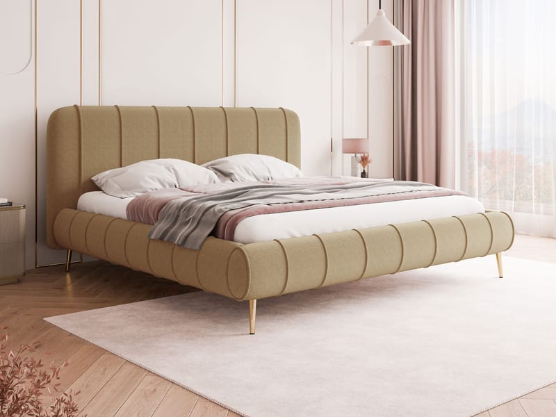 Calrosin Sängram på ben 160x200 cm med Förvaring - Mörkbeige - Möbler - Säng - Säng med förvaring