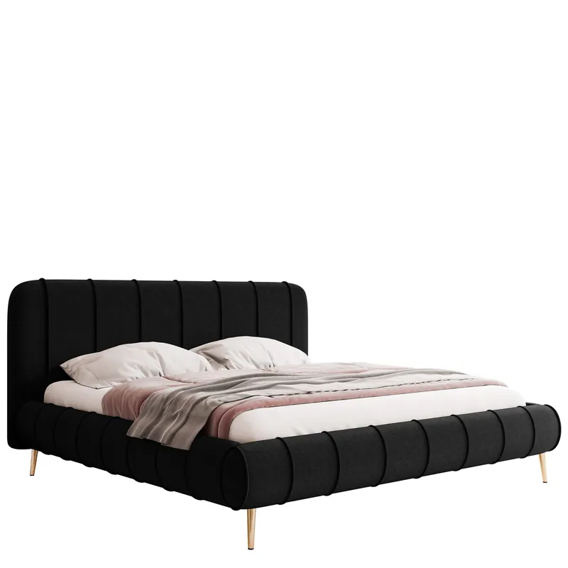 Calrosin S ängram på ben 180x200 cm med Förvaring, Svart