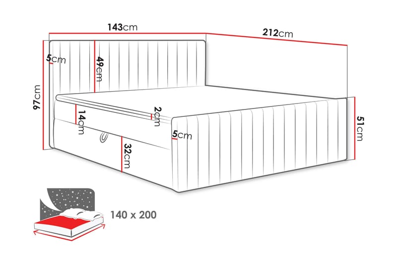 Calrosor Sängpaket Kontinentalsäng med Förvaring 140x200 cm - Beige - Möbler - Säng - Kontinentalsäng