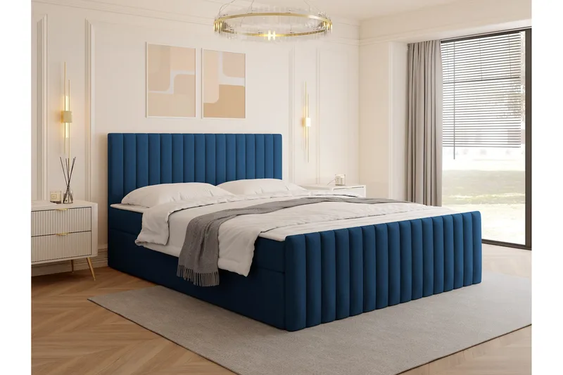 Calrosor Sängpaket Kontinentalsäng med Förvaring 140x200 cm - Blå - Möbler - Säng - Kontinentalsäng