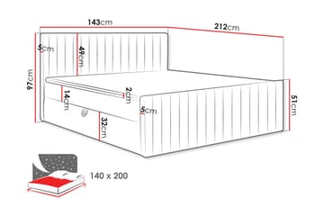 Calrosor Sängpaket Kontinentalsäng med Förvaring 140x200 cm - Svart - Möbler - Säng - Kontinentalsäng