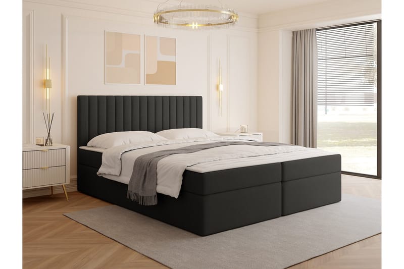 Calrosor Sängpaket Kontinentalsäng med Förvaring 140x200 cm - Svart - Möbler - Säng - Kontinentalsäng