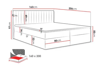 Calrosor Sängpaket Kontinentalsäng med Förvaring 160x200 cm - Grå - Möbler - Säng - Kontinentalsäng