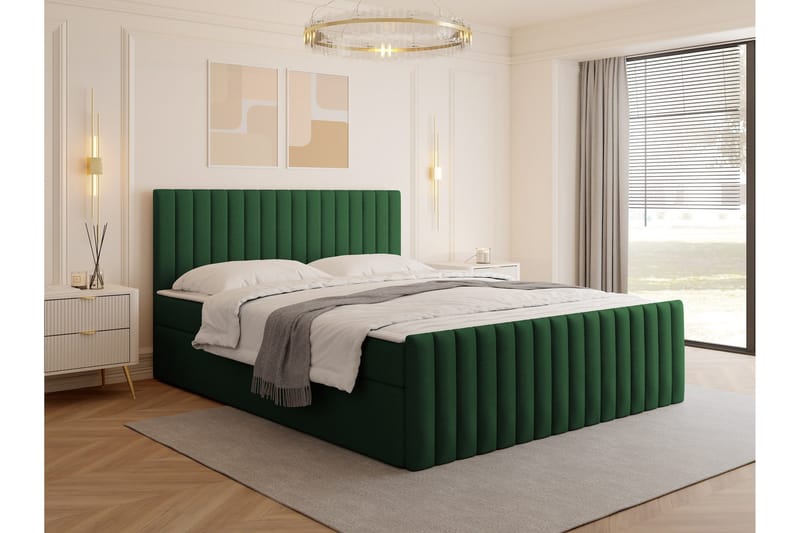 Calrosor Sängpaket Kontinentalsäng med Förvaring 160x200 cm - Grön - Möbler - Säng - Kontinentalsäng