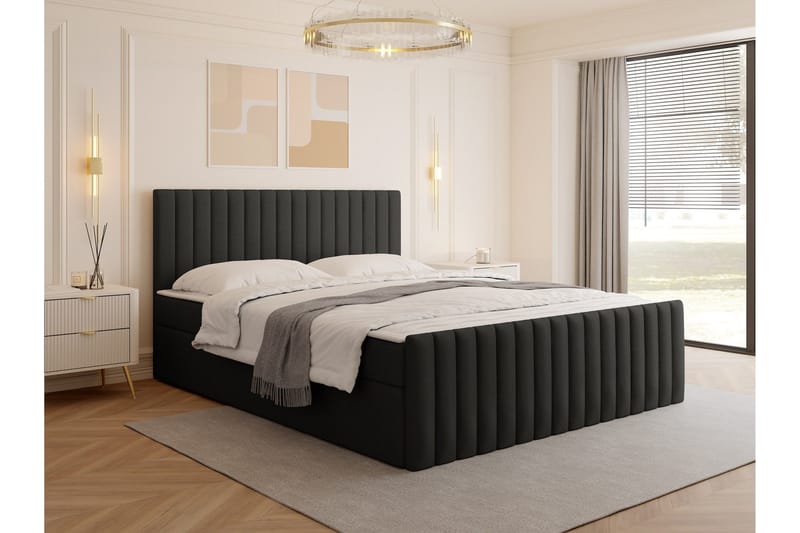 Calrosor Sängpaket Kontinentalsäng med Förvaring 160x200 cm - Svart - Möbler - Säng - Kontinentalsäng