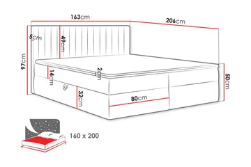 Calrosor Sängpaket Kontinentalsäng med Förvaring 160x200 cm - Svart - Möbler - Säng - Kontinentalsäng