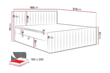 Calrosor Sängpaket Kontinentalsäng med Förvaring 180x200 cm - Grå - Möbler - Säng - Kontinentalsäng