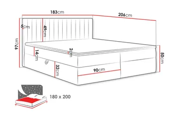 Calrosor Sängpaket Kontinentalsäng med Förvaring 180x200 cm - Svart - Möbler - Säng - Kontinentalsäng