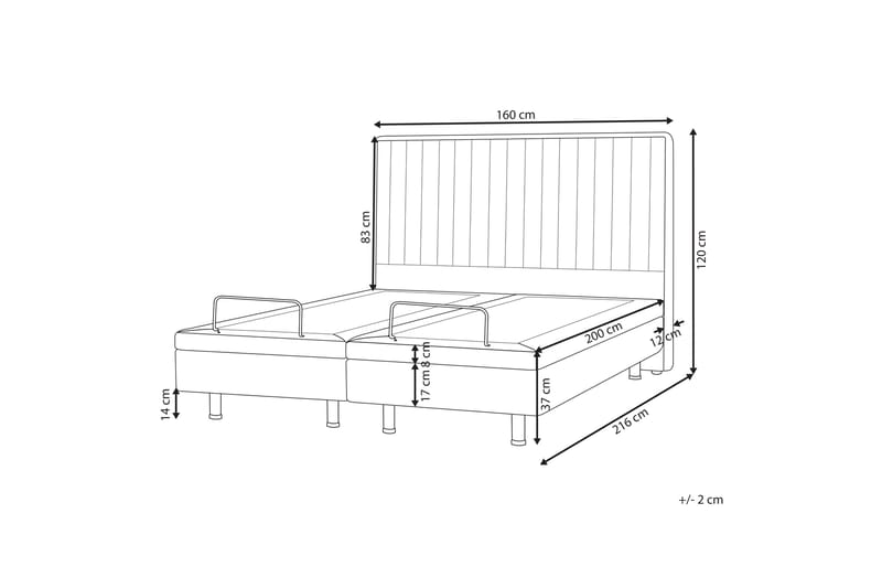 Carleigh Sängram 160x200 cm - Beige - Möbler - Säng - Ställbar säng