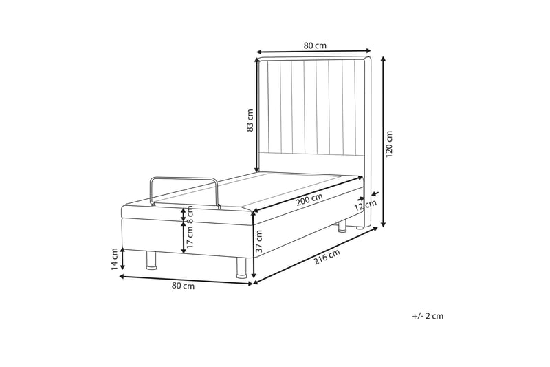 Carleigh Sängram 80x200 cm - Beige - Möbler - Säng - Ställbar säng