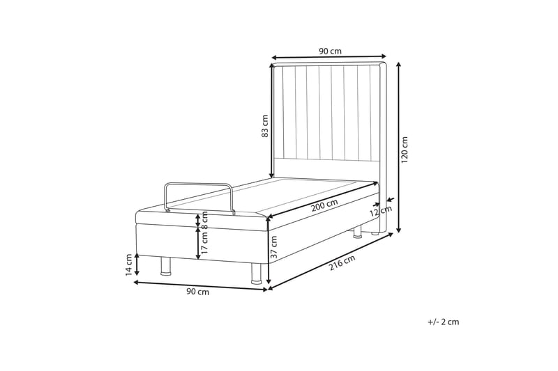 Carleigh Sängram 90x200 cm - Beige - Möbler - Säng - Ställbar säng