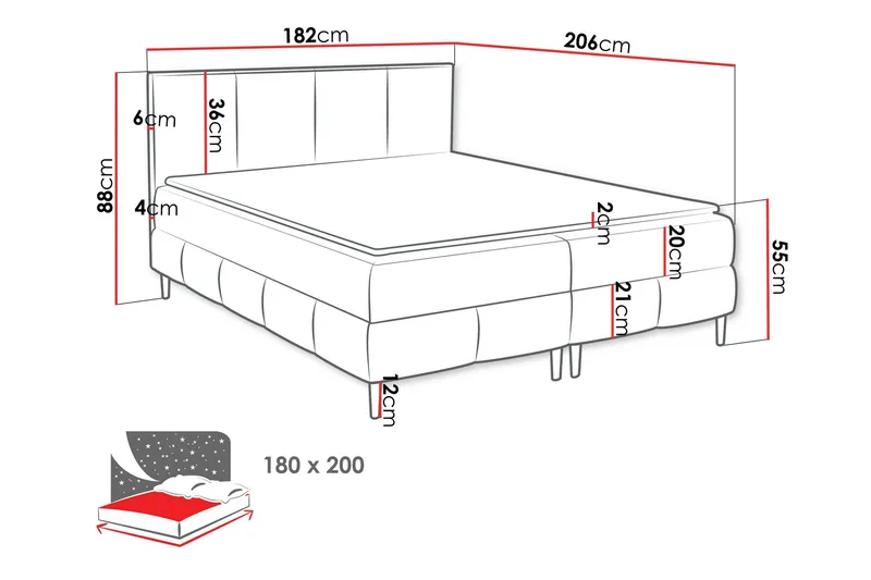 Celestine Förvaringssäng 180x200 cm - Blå - Möbler - Säng - Kontinentalsäng