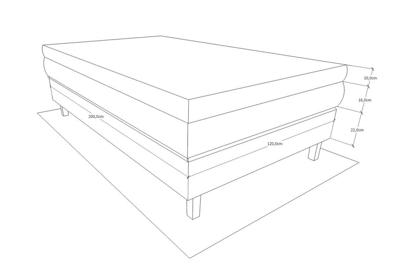 Charleston Kontinentalsäng 120x200 Fast Polyeterskum - Svart - Möbler - Säng - Kontinentalsäng